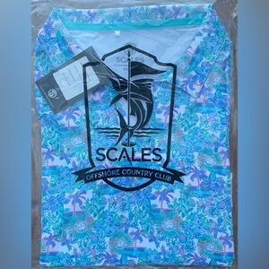 •NIP•Scales Outdoor Country Club Short Sleeve V Neck Polo Top- DAILY SUNSHINE